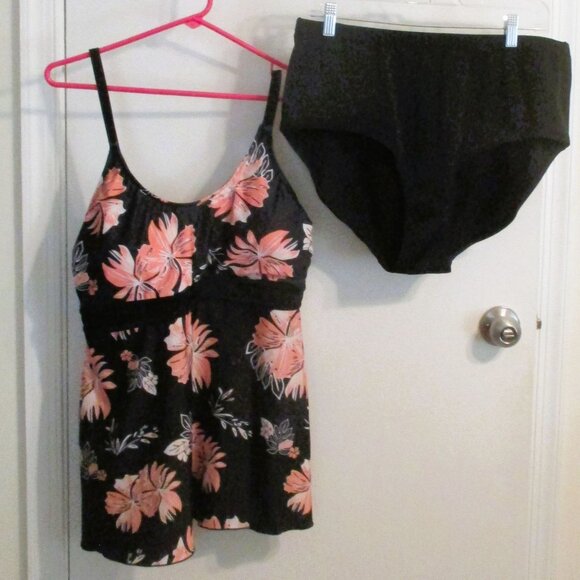Womens 3XL 2-Piece Floral Tankini Set High Waist Bottoms Padded Bra Adjustable S - Picture 1 of 3
